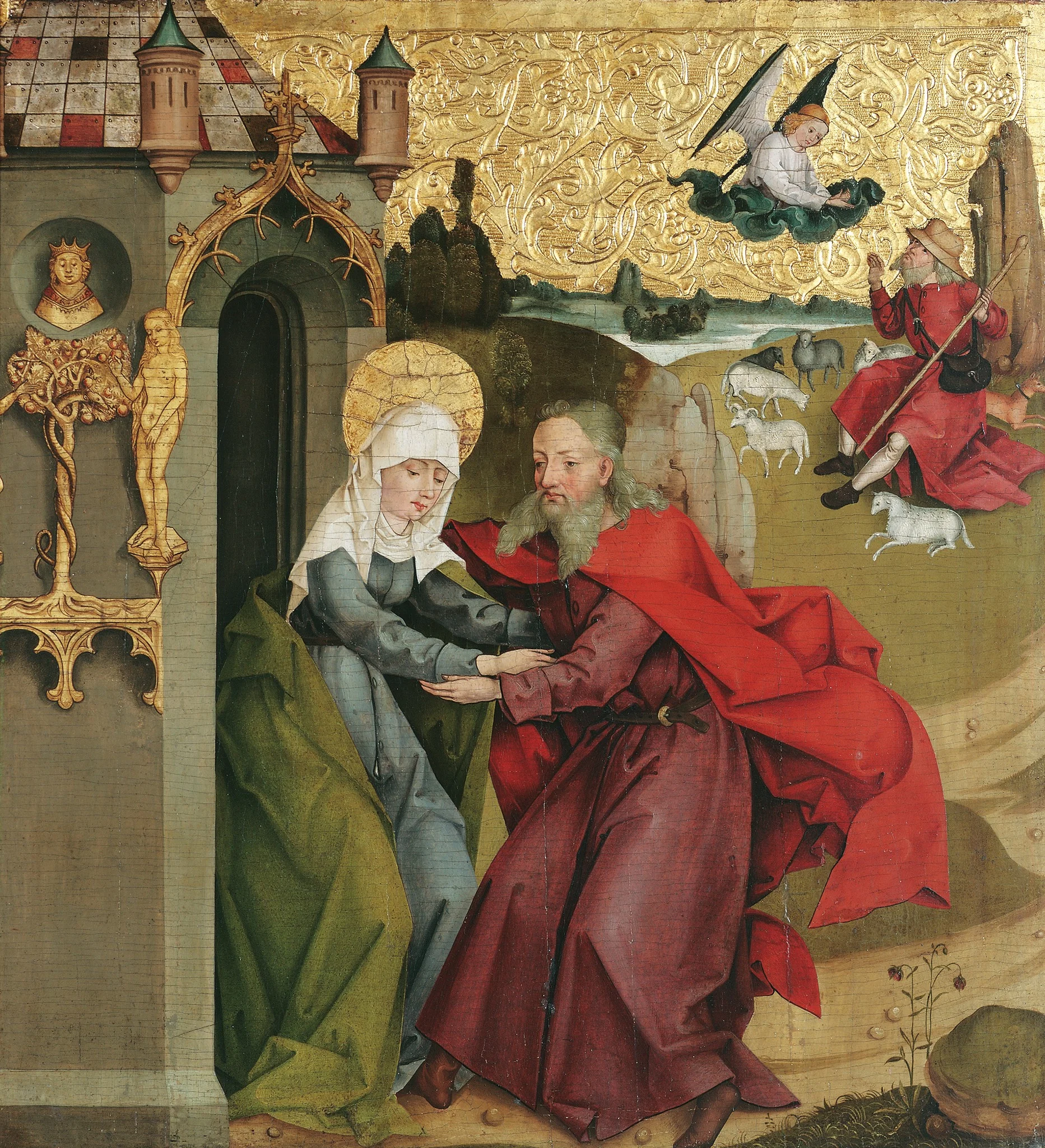 Begegnung Joachims und Annas an der Goldenen Pforte, detail