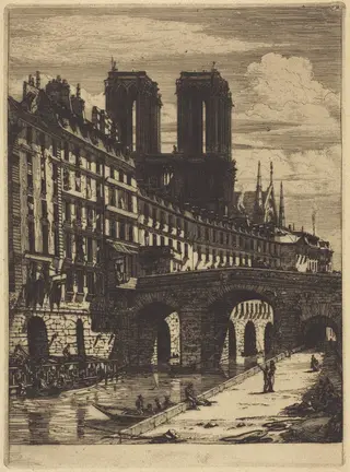Le Petit Pont, Paris, by Charles Meryon, ink, 1850
