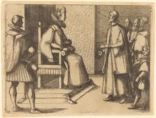 The Envoy of Tuscany thanking the Queen, by Jacques Callot, ink, 1612