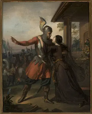 Wacław's farewell to Maria, by Józef Simmler, oil, 1848