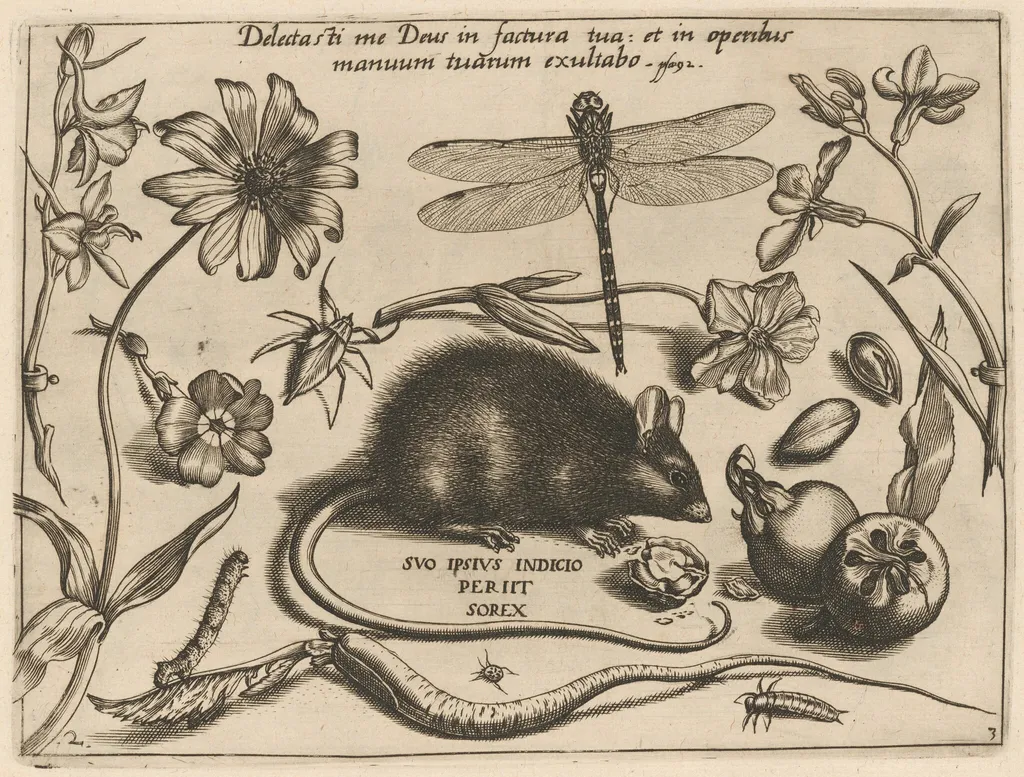 Archetypa studiaque patris Georgii Hoefnagelii [Part 3, Plate 2], by Jacob Hoefnagel, ink, 1592