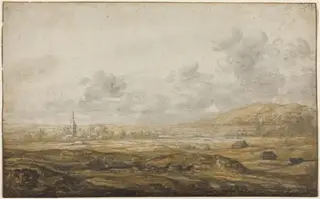 Panoramic Landscape along the Rhine, by Aelbert Cuyp, chalk, 1644