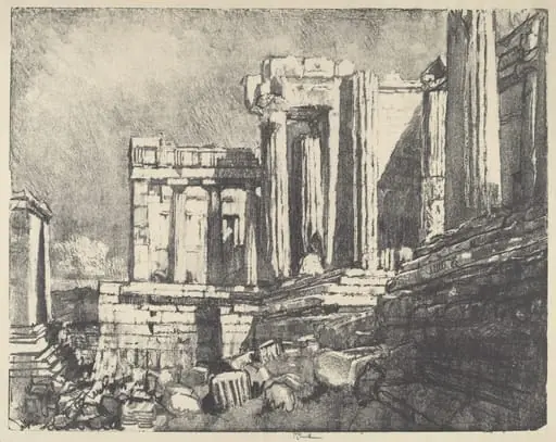 The Propylaea, Athens, by Joseph Pennell, ink, 1913