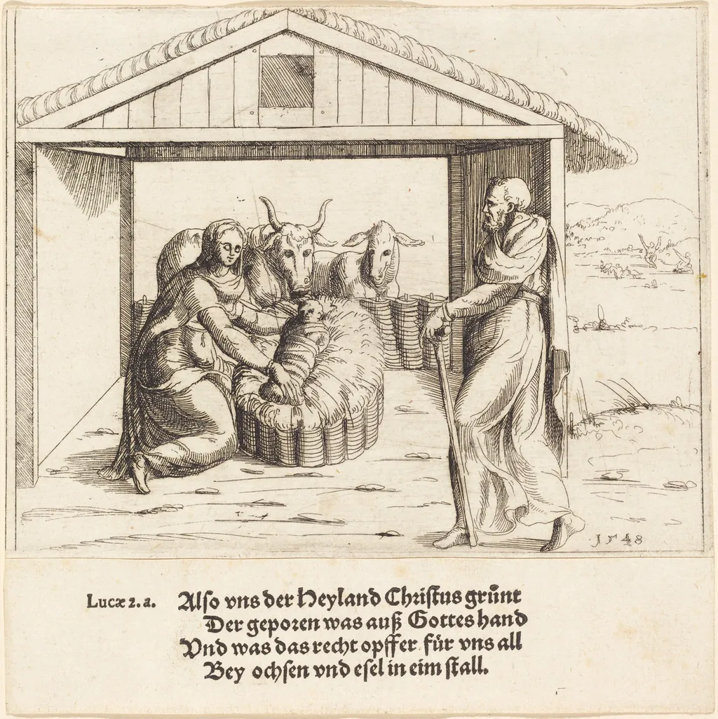 The Nativity, by Augustin Hirschvogel, ink, 1548