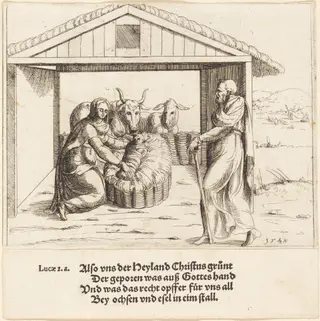 The Nativity, by Augustin Hirschvogel, ink, 1548