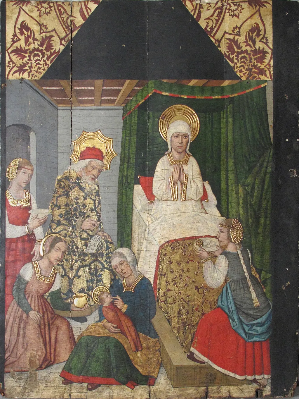 Panel with the Birth of St. John the Baptist from Retable, by Domingo Ram, tempera, 1450