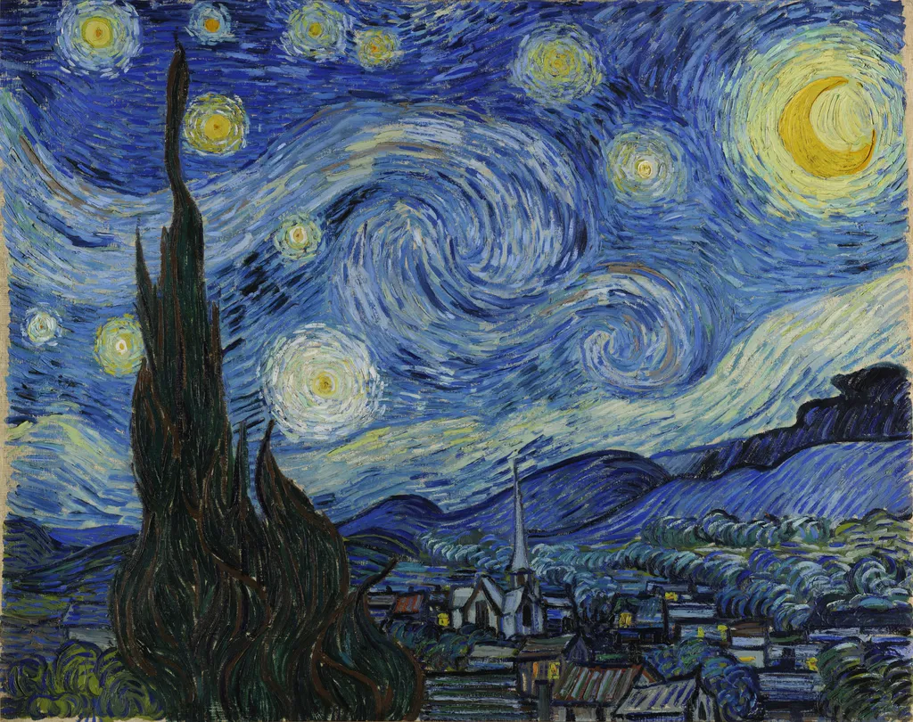 The Starry Night, by Vincent van Gogh, oil