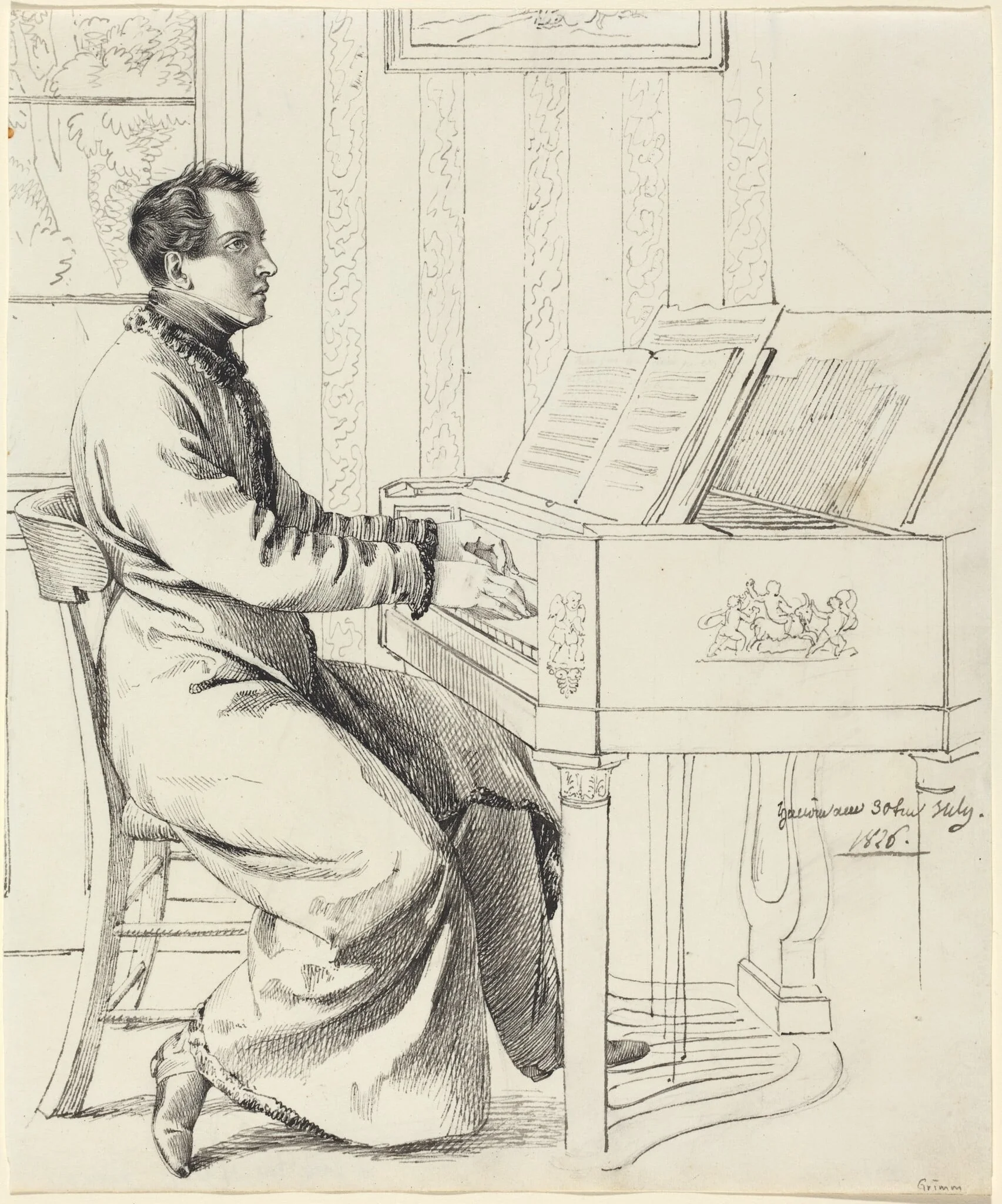 The Artist's Brother-in-Law, Ludwig Hassenpflug, Preparing to Play the Piano, detail
