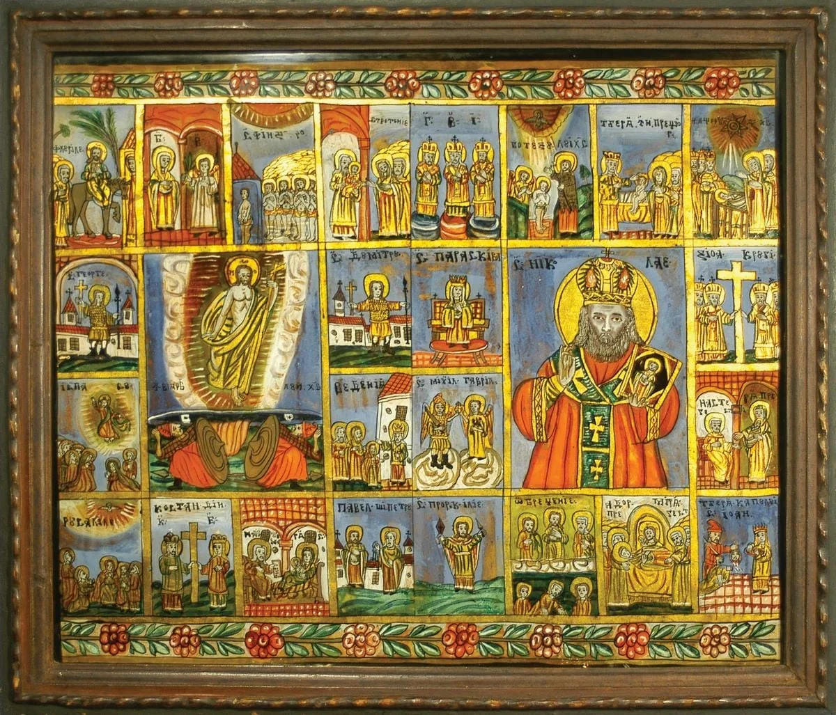 Învierea lui Iisus și Sf. Nicolae, cu 24 scene de praznic, detail