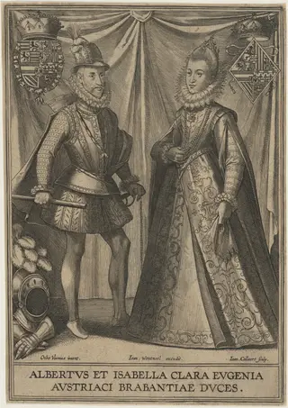 Archduke Albert and Isabella Clara Eugenie of Austria, by Hans the Younger Collaert, ink, 1600