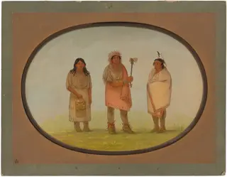Three Piankeshaw Indians, by George Catlin, oil, 1865