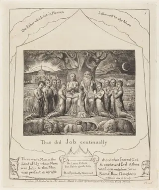 Job and His Family, by William Blake, ink, 1825