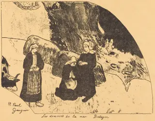 Dramas of the Sea, Brittany  (Les drames de la mer, Bretagne), by Paul Gauguin, ink, 1889