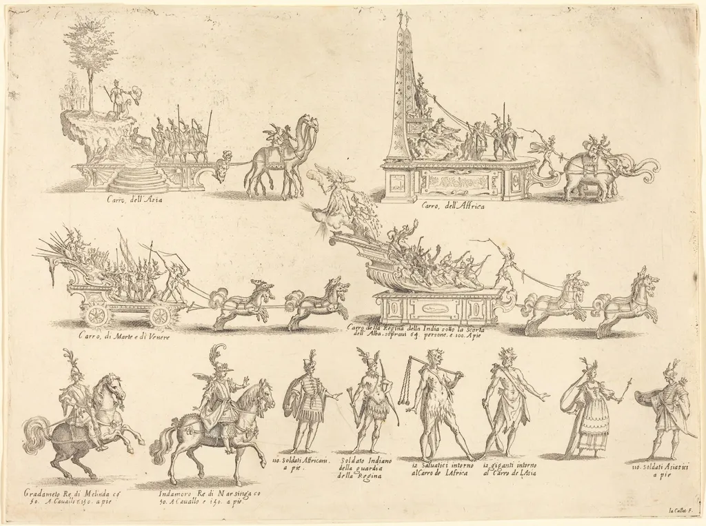 Floats and Participants, by Jacques Callot, ink, 1616