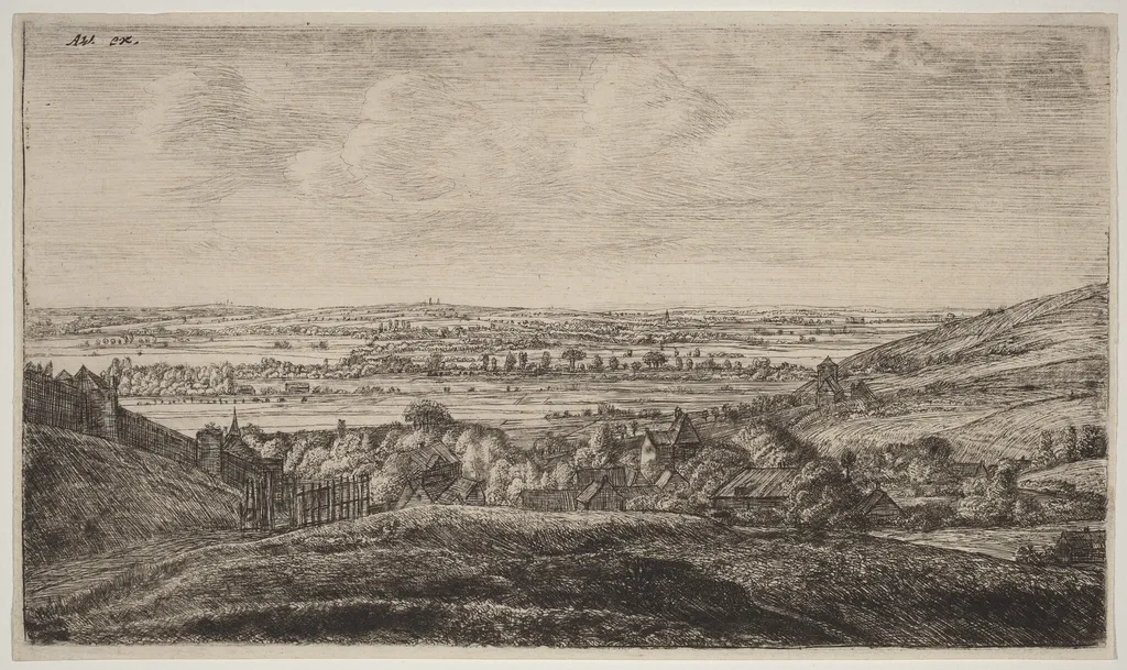 Hamlet in a Valley, by Antonie Waterloo, ink, 1658