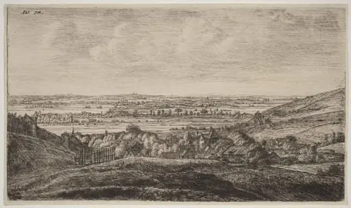 Hamlet in a Valley, by Antonie Waterloo, ink, 1658