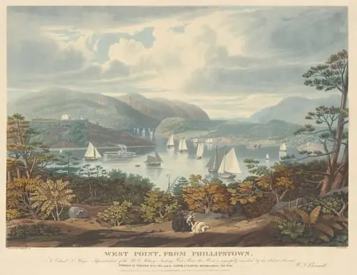West Point, from Phillipstown, by William James Bennett, ink, 1831