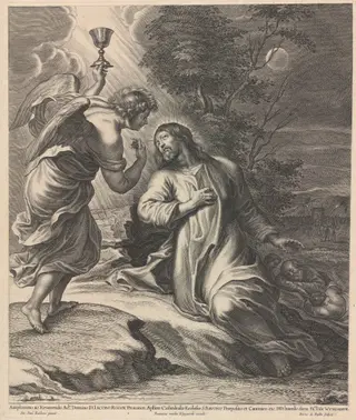 Christ on the Mount of Olives, by Pieter de Bailliu, ink, 1636
