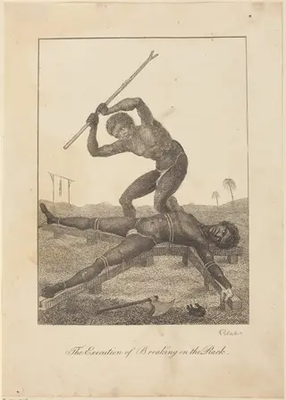The Execution of Breaking on the Rack, by William Blake, ink, 1793
