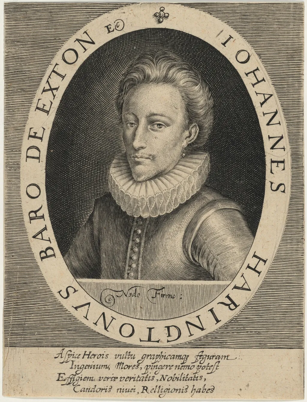 John Harington, Second Baron of Exton, by Magdalena van de Passe, ink, 1620
