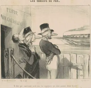 Et ... Voila ...Les voyageurs qui nous passent devant le nez!, by Honoré Daumier, ink, 1843