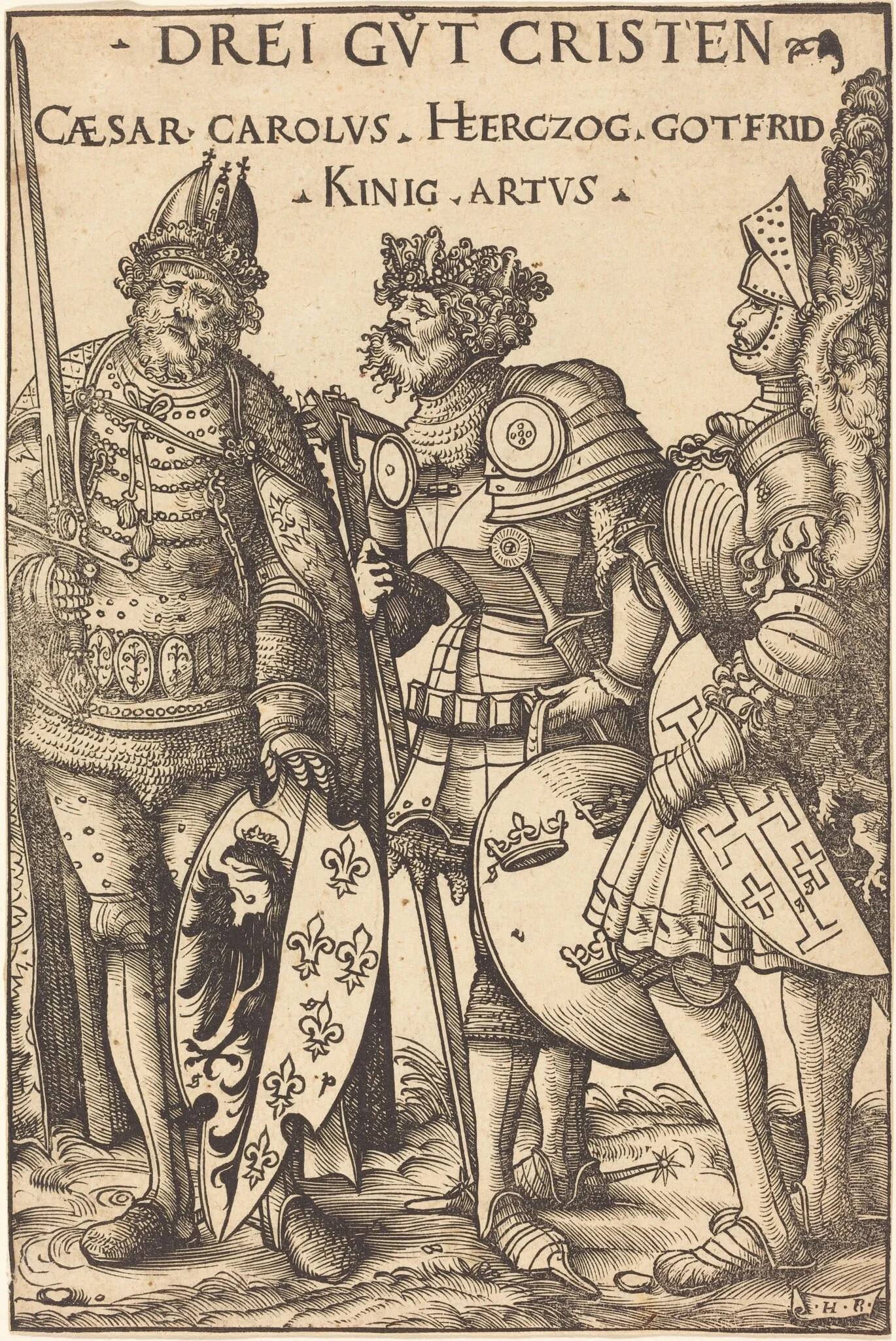 Charlemagne, Arthur and Godfrey, detail