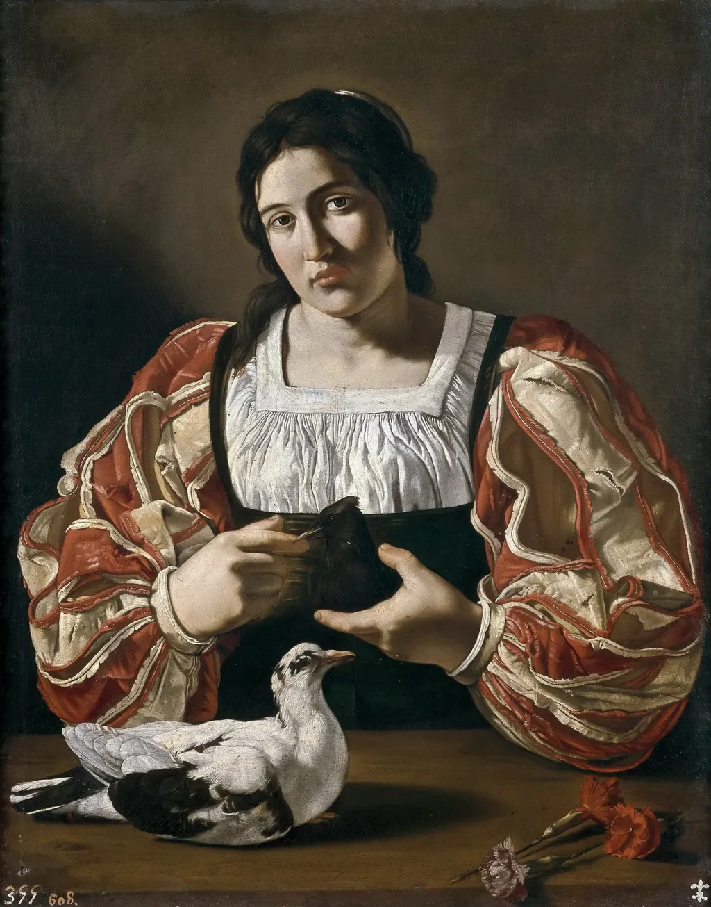 Woman with a Dove, by Cecco del Caravaggio, oil, 1615