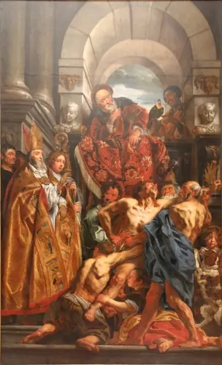 De heilige Martinus geneest een bezetene, by Jacob Jordaens, oil, 1630