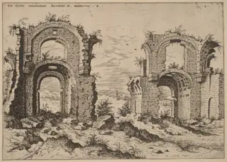 Second View of the Baths of Diocletian, by Hieronymus Cock, ink, 1550