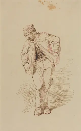 Sketch of a Man, by Paul Gavarni, ink, 1835