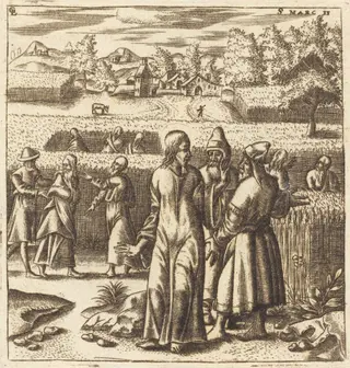 Christ and the Sabbath Laws, by Léonard Gaultier, ink, 1576