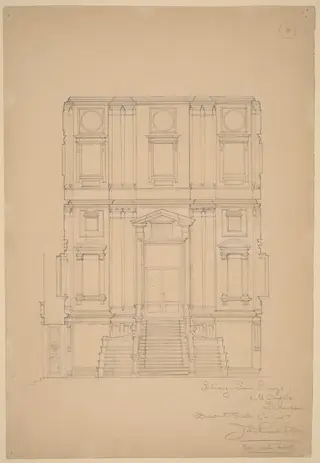 Library, San Lorenzo, by John Russell Pope, graphite, 1896