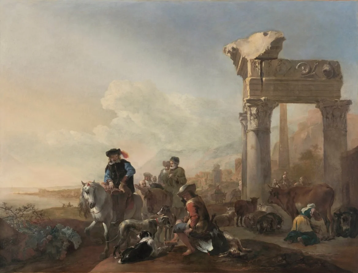 Hunters Near Ruins, detail