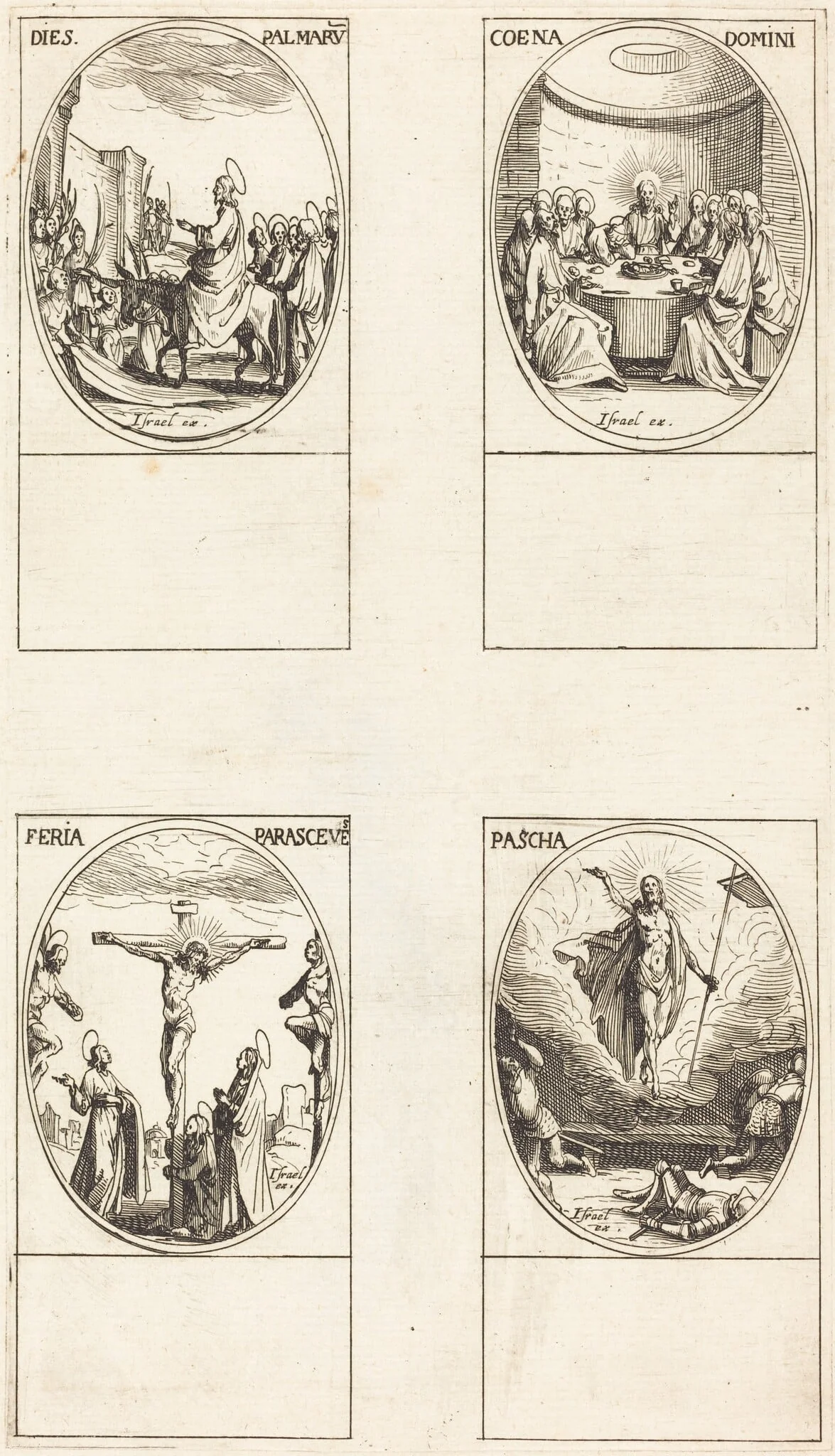 Entry into Jerusalem; Last Supper; Crucifixion; Resurrection, detail