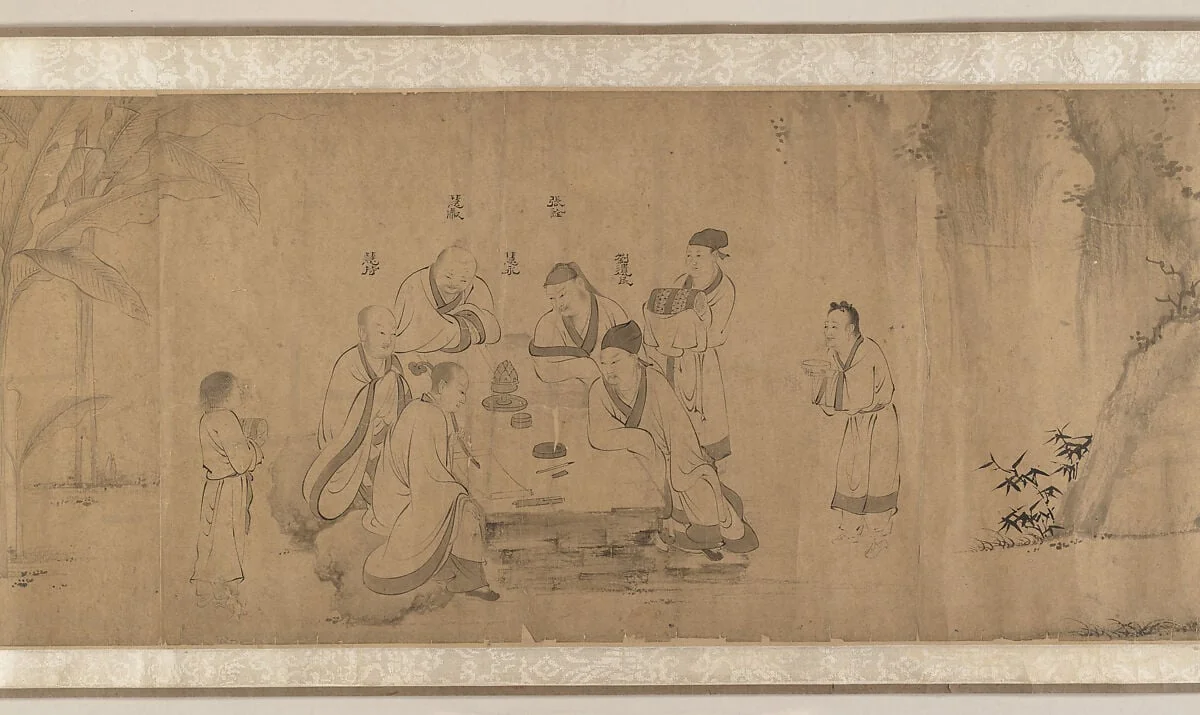 明 佚名 李公麟 偽款 白蓮社圖 卷|White Lotus Society, detail