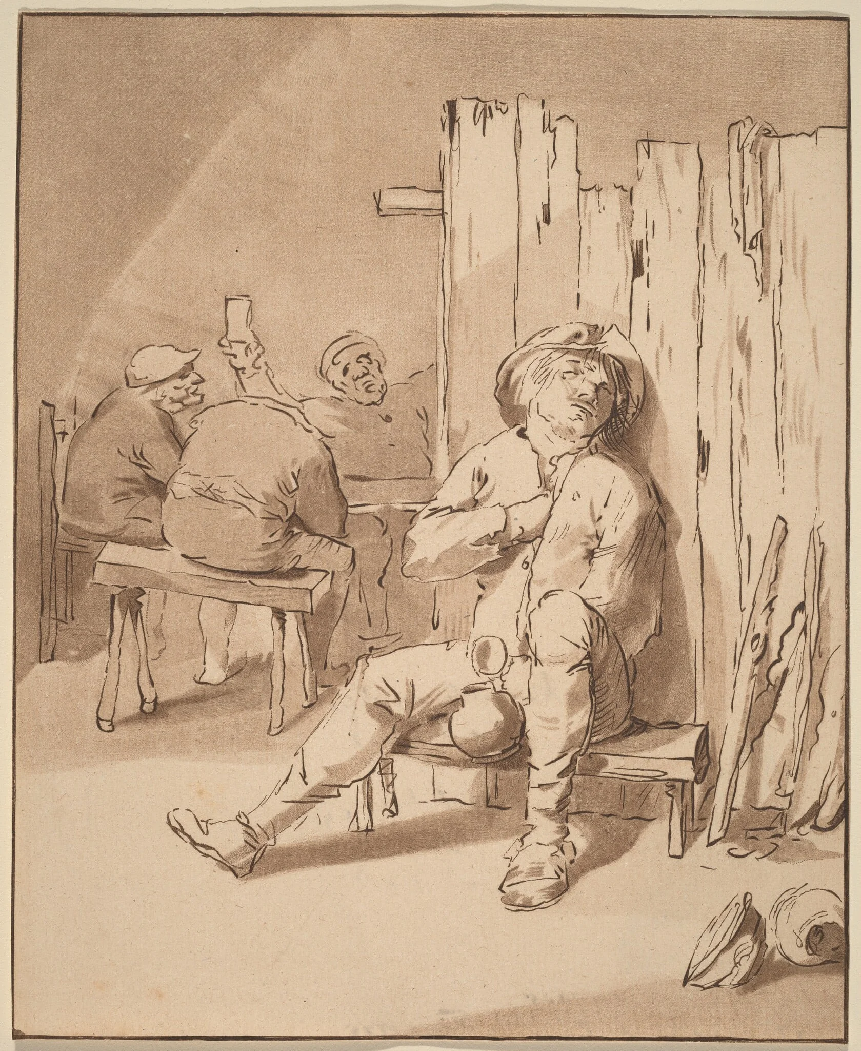 Drunken Peasant at an Inn, detail