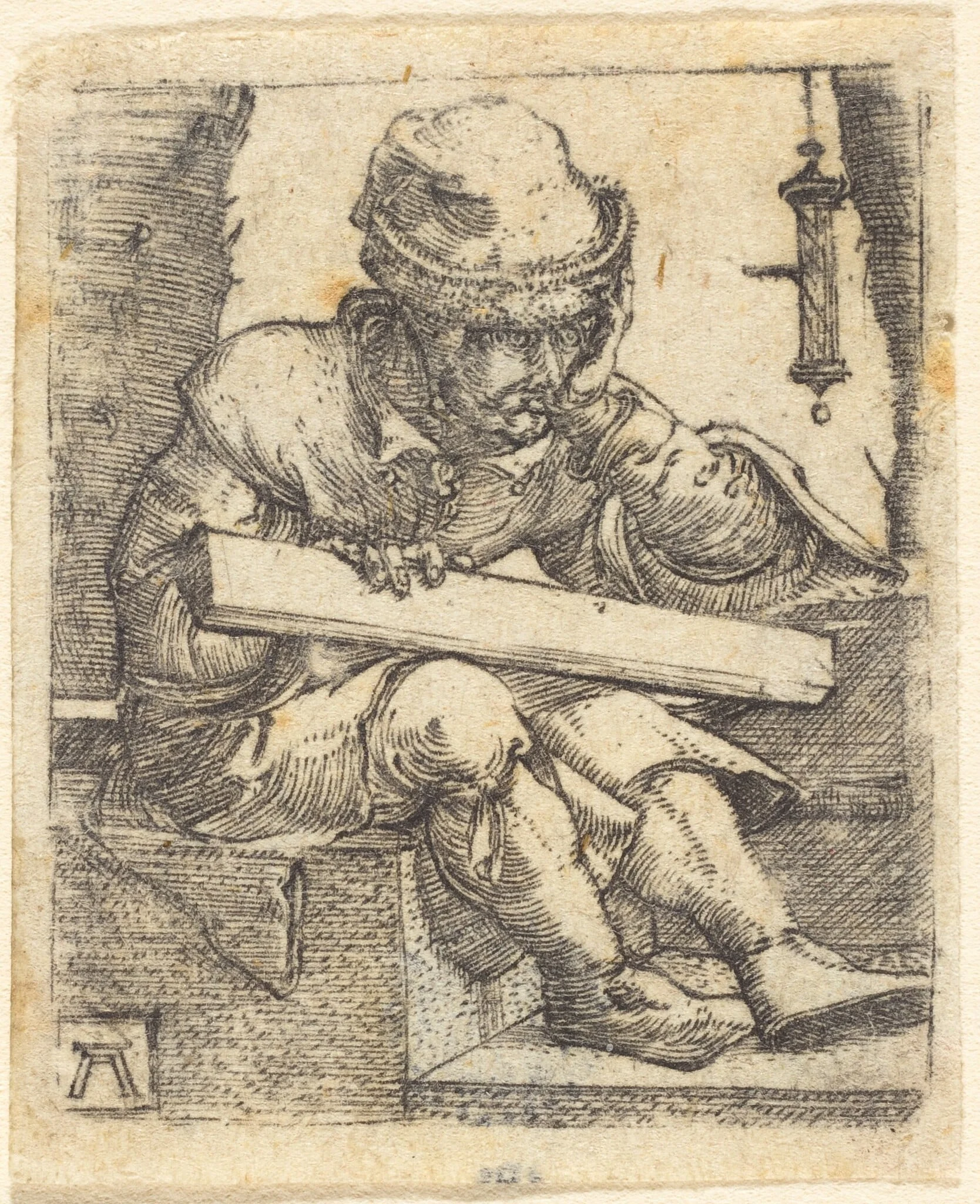 The Pensive Carpenter, detail