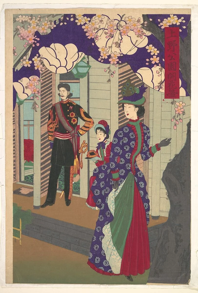 『上野公園開花図』|Blossoming Cherry Trees in Ueno Park (Ueno kōen kaika zu), detail