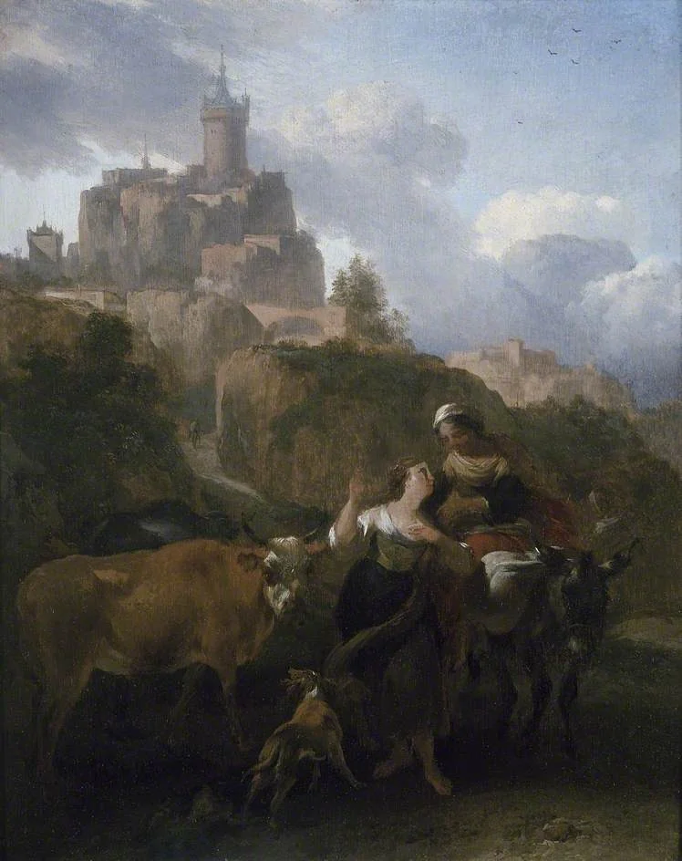 Landscape with Figures and Animals before a Castle, detail