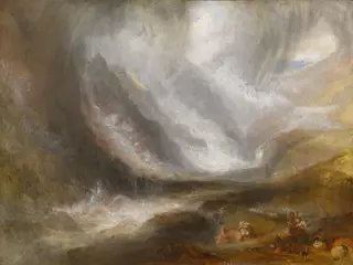 Valley of Aosta: Snowstorm, Avalanche, and Thunderstorm, by Joseph Mallord William Turner, oil, 1836