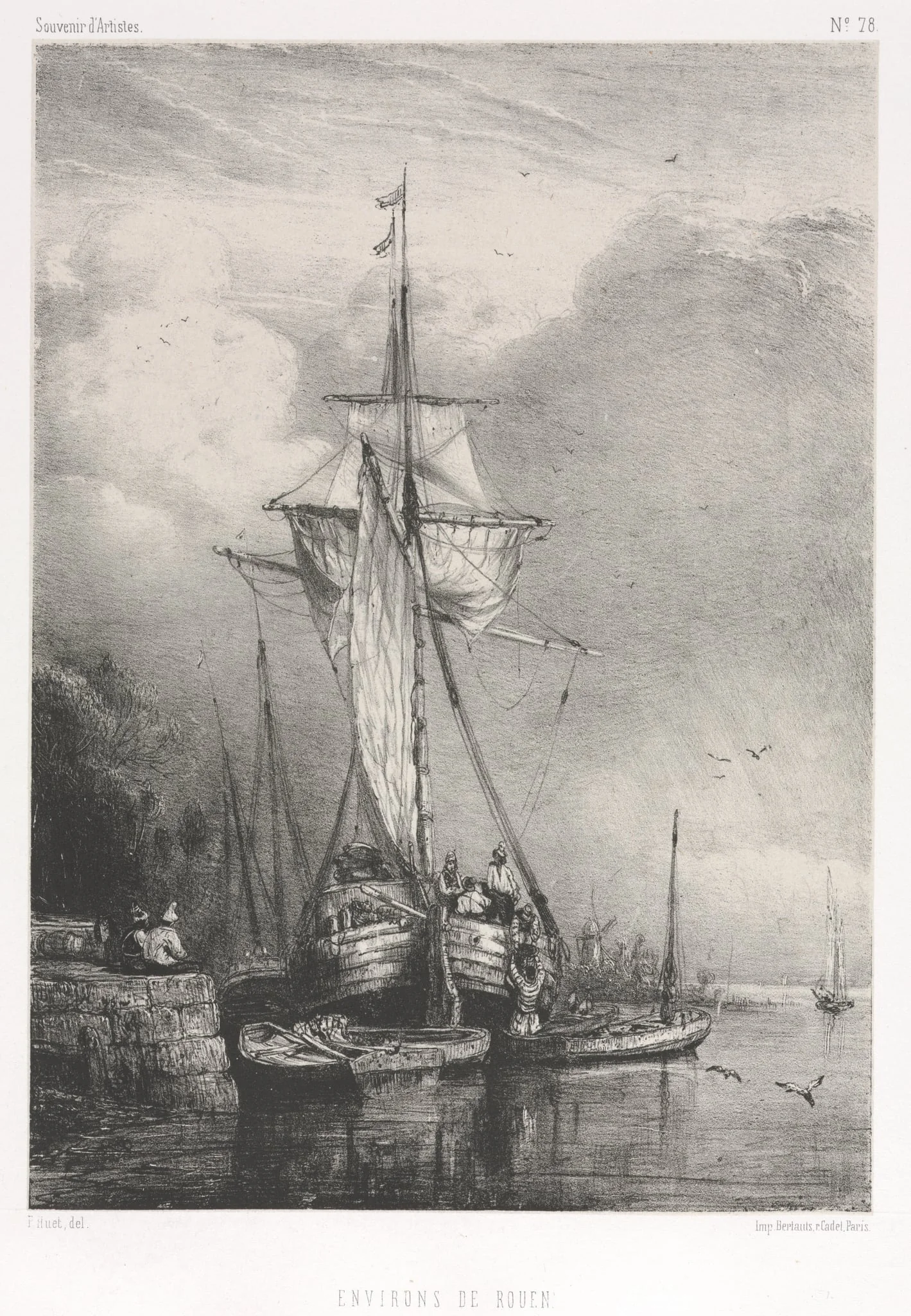 Souvenirs d' Artistes (No. 78): Six Marines: Environs de Rouen, detail