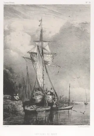 Souvenirs d' Artistes (No. 78): Six Marines: Environs de Rouen, by Paul Huet, 1832