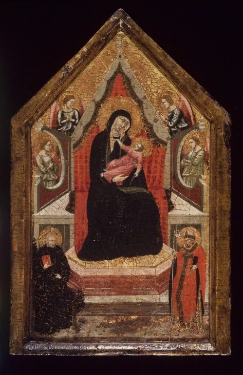 Virgin and Child Enthroned with Saints Benedict and Donato (?) and Four Angels, detail