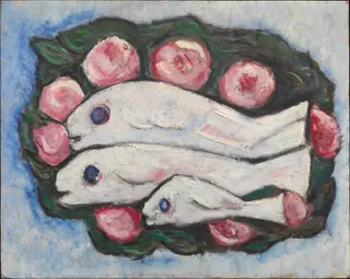Banquet in Silence, by Marsden Hartley, oil, 1935