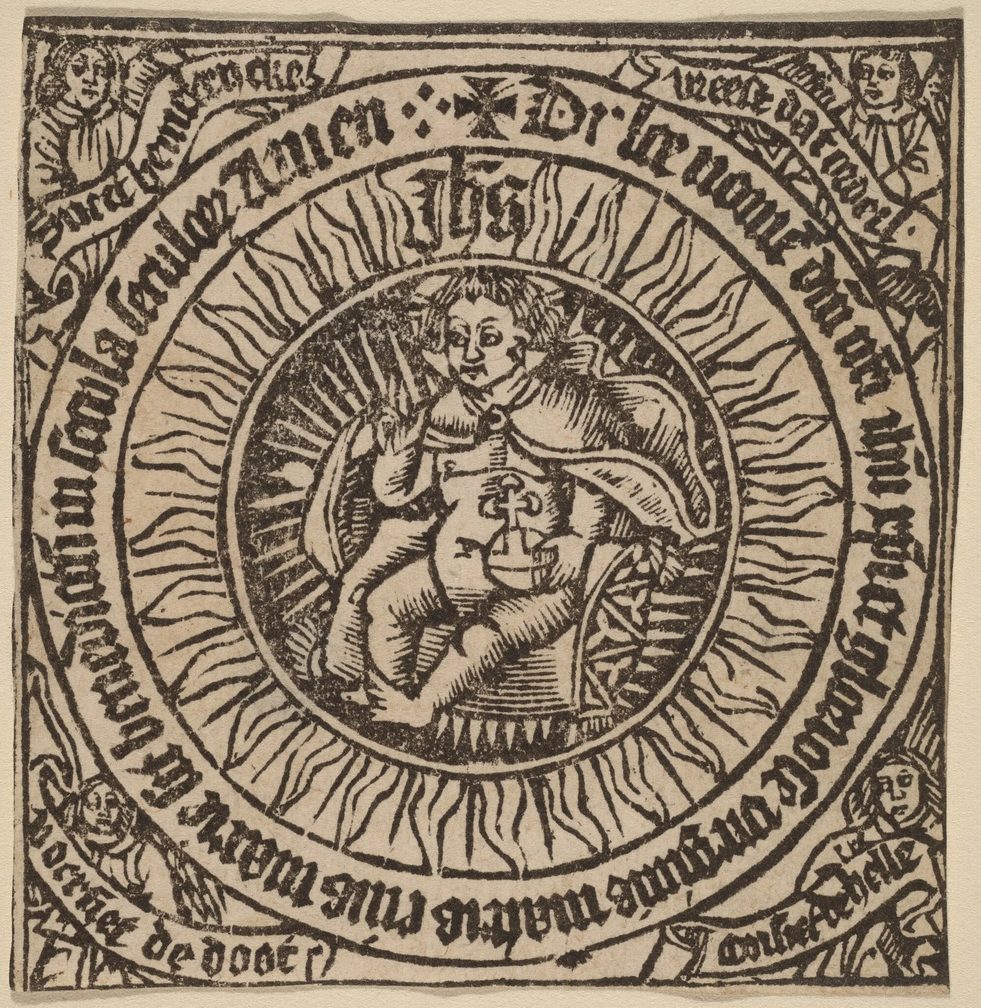 Divine Infant with the Globe in a Circle with Four Angels, detail