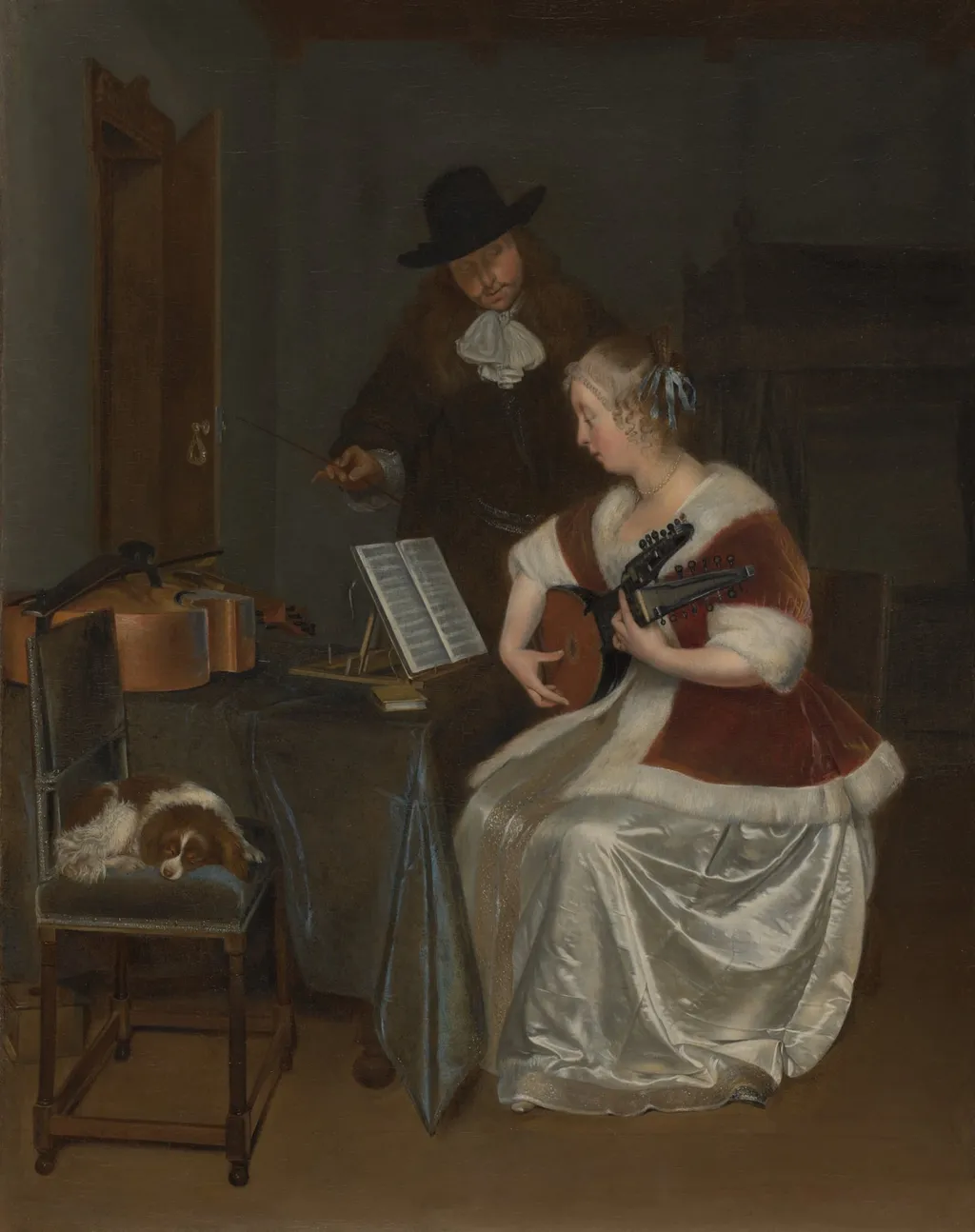 The Music Lesson, by Gerard ter Borch, oil, 1670