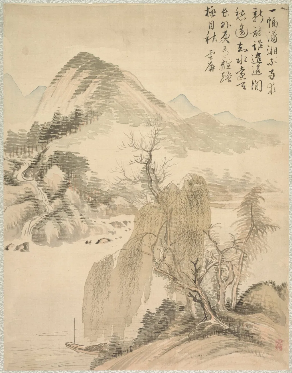 Willow and Waterfall, by Tsubaki Chinzan, 1847