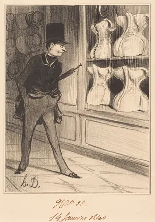 C'est unique! j'ai pris quatre tailles..., by Honoré Daumier, ink, 1840