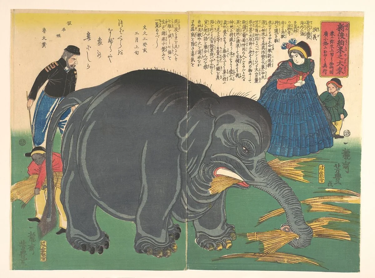 一龍斎芳豊画 「新渡舶来之大象」|Newly Imported Great Elephant (Shinto hakurai no daizō), detail