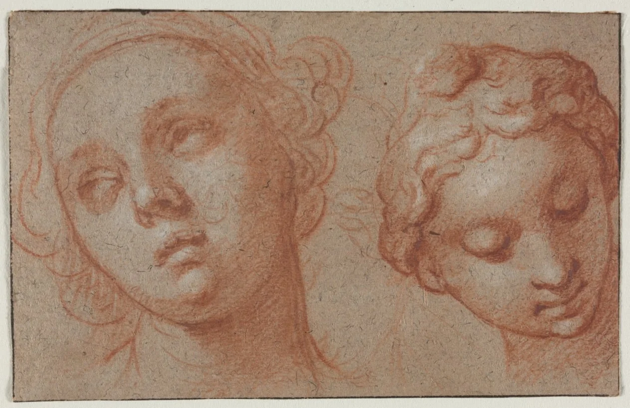 Two Female Heads, detail
